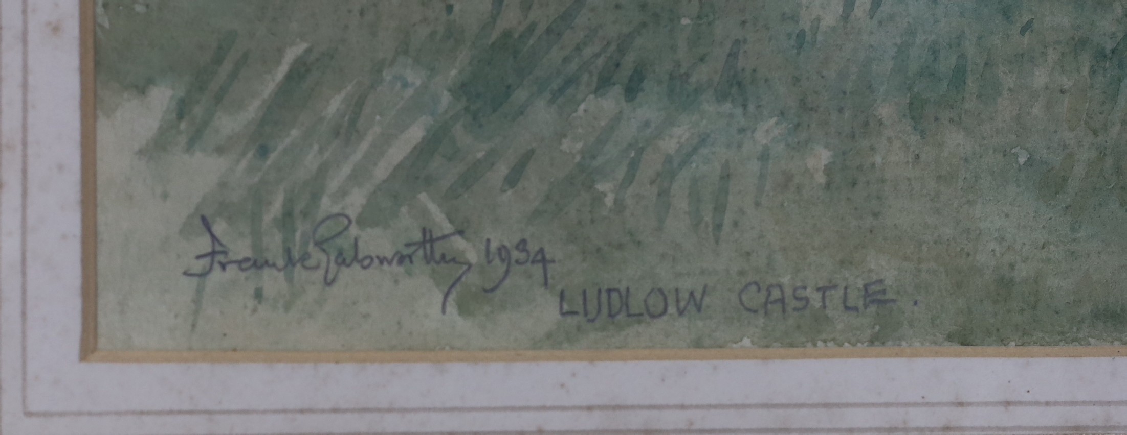 Frank Galsworthy (1863-1959), watercolour, View in high summer, rolling hills and View of Ludlow Castle, signed, inscribed, and dated 1934, 38 x 52cm
